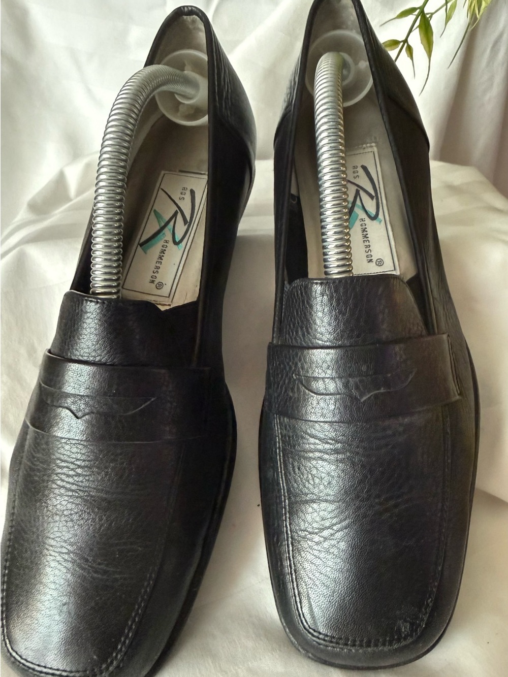 Vintage Y2K Ros Hommerson Black Textured Leather Penny Loafers- Sz 7.5M